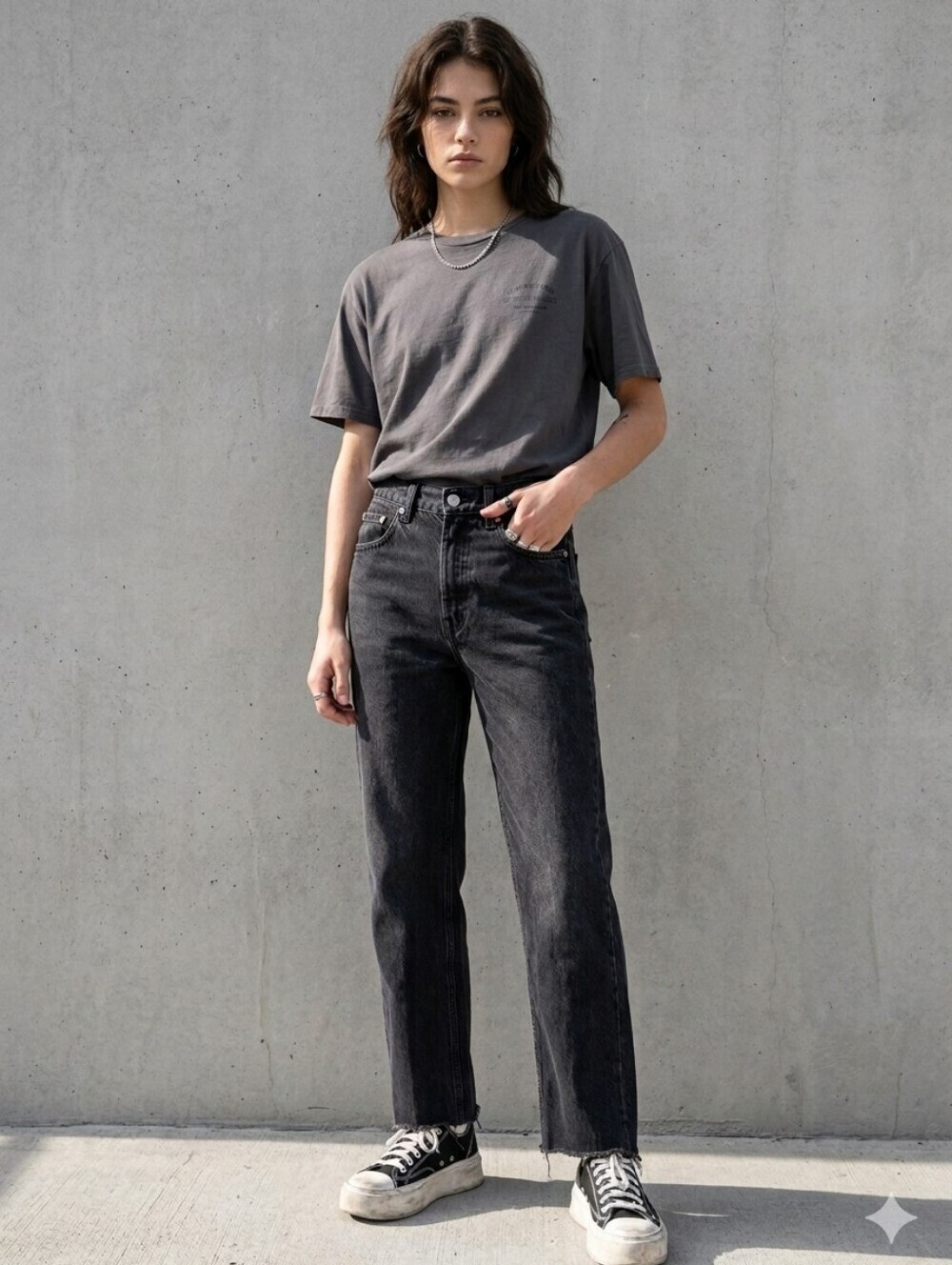 Zara Black Washed Straight Leg Jeans Size 4 EU 36 Button Fly Denim